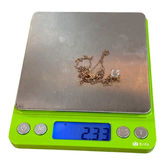 Swarovski Gold Toned Chain Necklace Square Cut Rose Gold CZ Pendant 5510698 - Picture 5 of 9